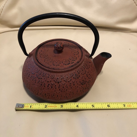 Cast Iron Tea Kettle w/Lid, Burnt Red - Picture 9 of 11